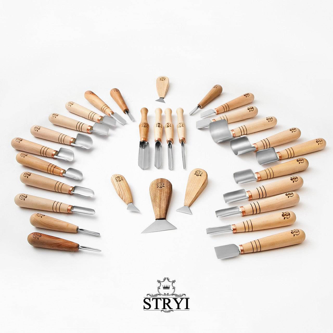 Polycarve Tools 30-Piece Woodcarving Tool Set for Volumetric Chip Carving | Shop Wood Tools